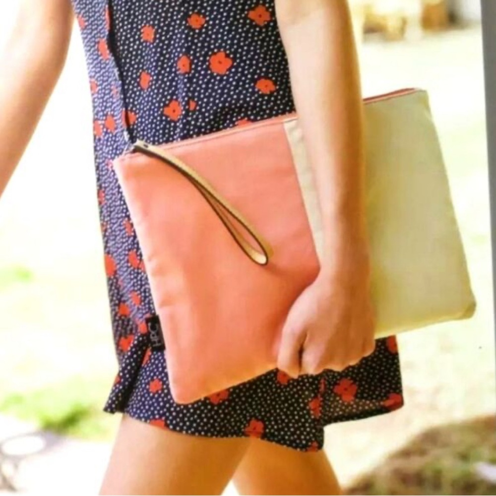 Hamilton Perkins Collection Wristlet/Clutch - Large - Pink and Cream